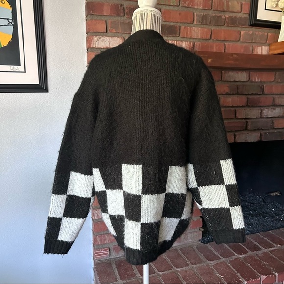 ZARA Oversized Checkered Cardigan in Black & White Sz S - Picture 5 of 6